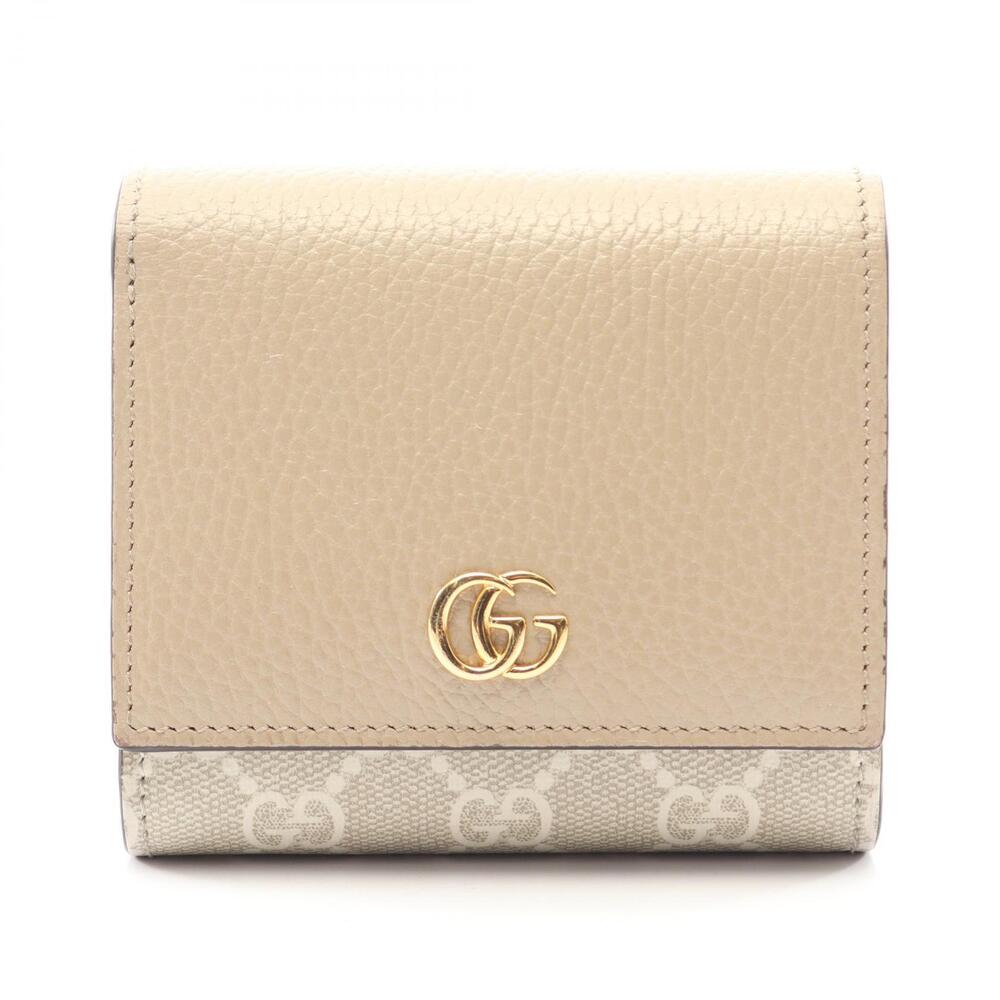 Gucci GG Marmont Bi fold Wallet Leather Mohair Beige